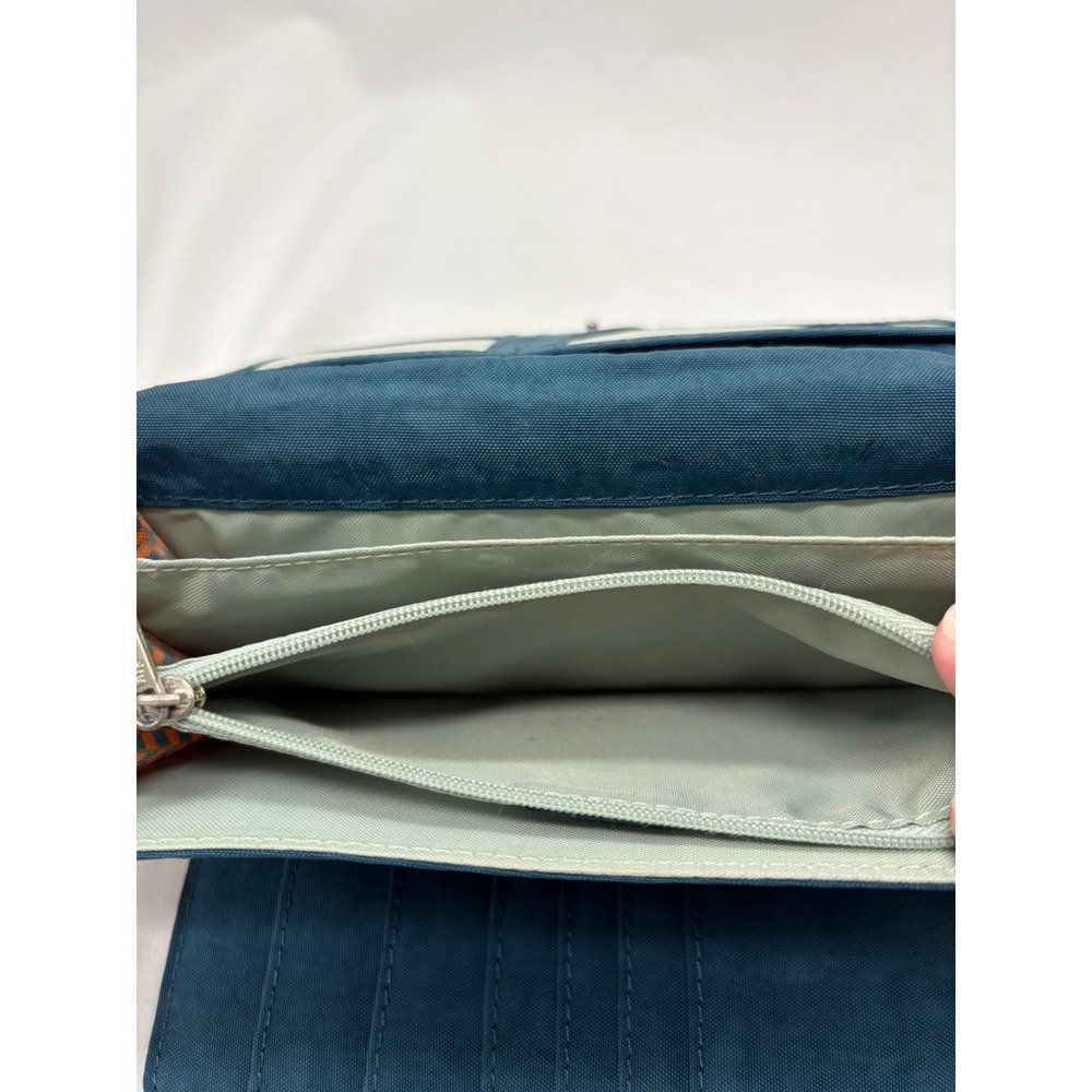 Kipling Brownie Organizer Wallet Trifold 7.5" x 4" Brown Blue‎ Checkerboard - Picture 8 of 10